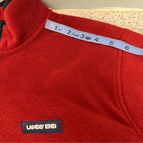 Lands’ End 1/4 Snap Polar Fleece Pullover Jacket Sweatshirt Red Blue Men’s L - Picture 9 of 9